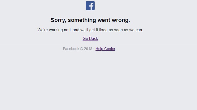 Facebook apresenta erro “Sorry, something went wrong.”